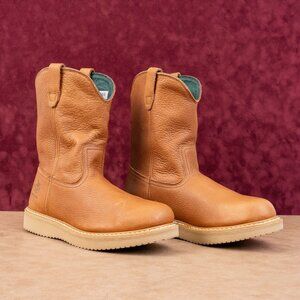 Georgia Boot Men Brown Leather Wedge Work Wellington Soft Toe Work Boots sz 12